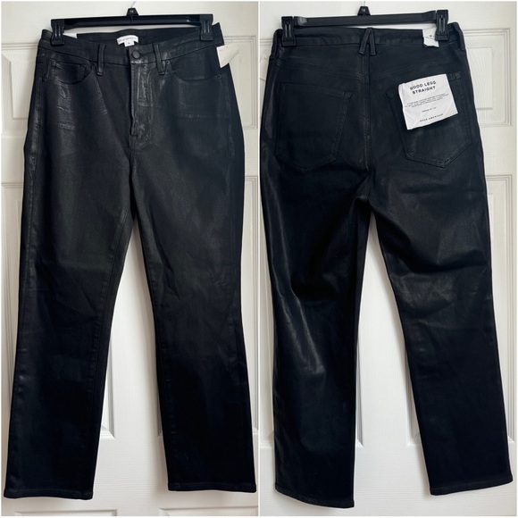 NWT Good American Coated Straight Leg Jeans, Size 15 (32 inch waist) - Picture 3 of 14